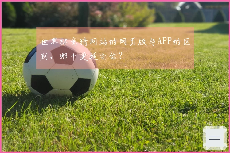 世界杯竞猜网站的网页版与APP的区别，哪个更适合你？